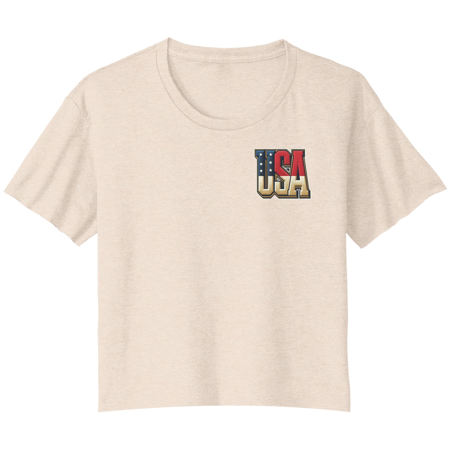 USA Initial Print Bella Ladies Flowy Crop T-Shirt