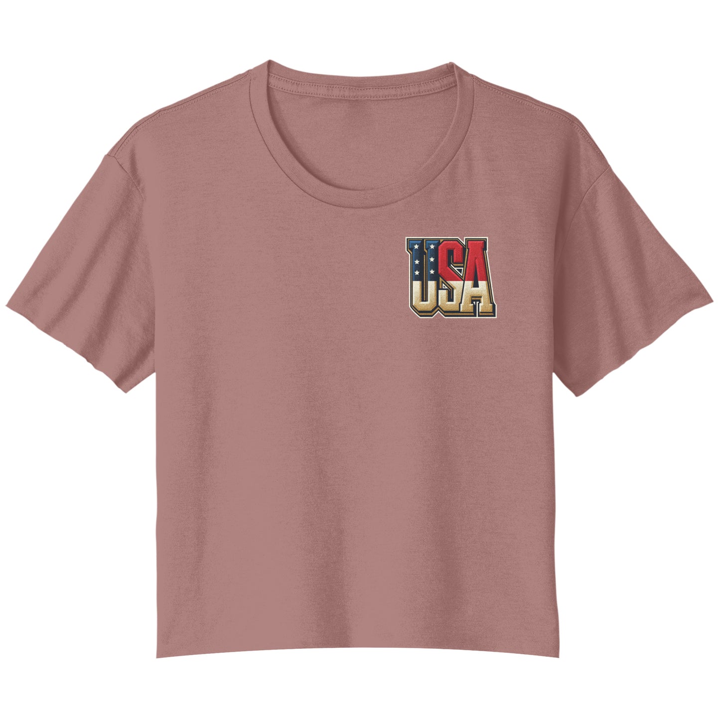 USA Initial Print Bella Ladies Flowy Crop T-Shirt