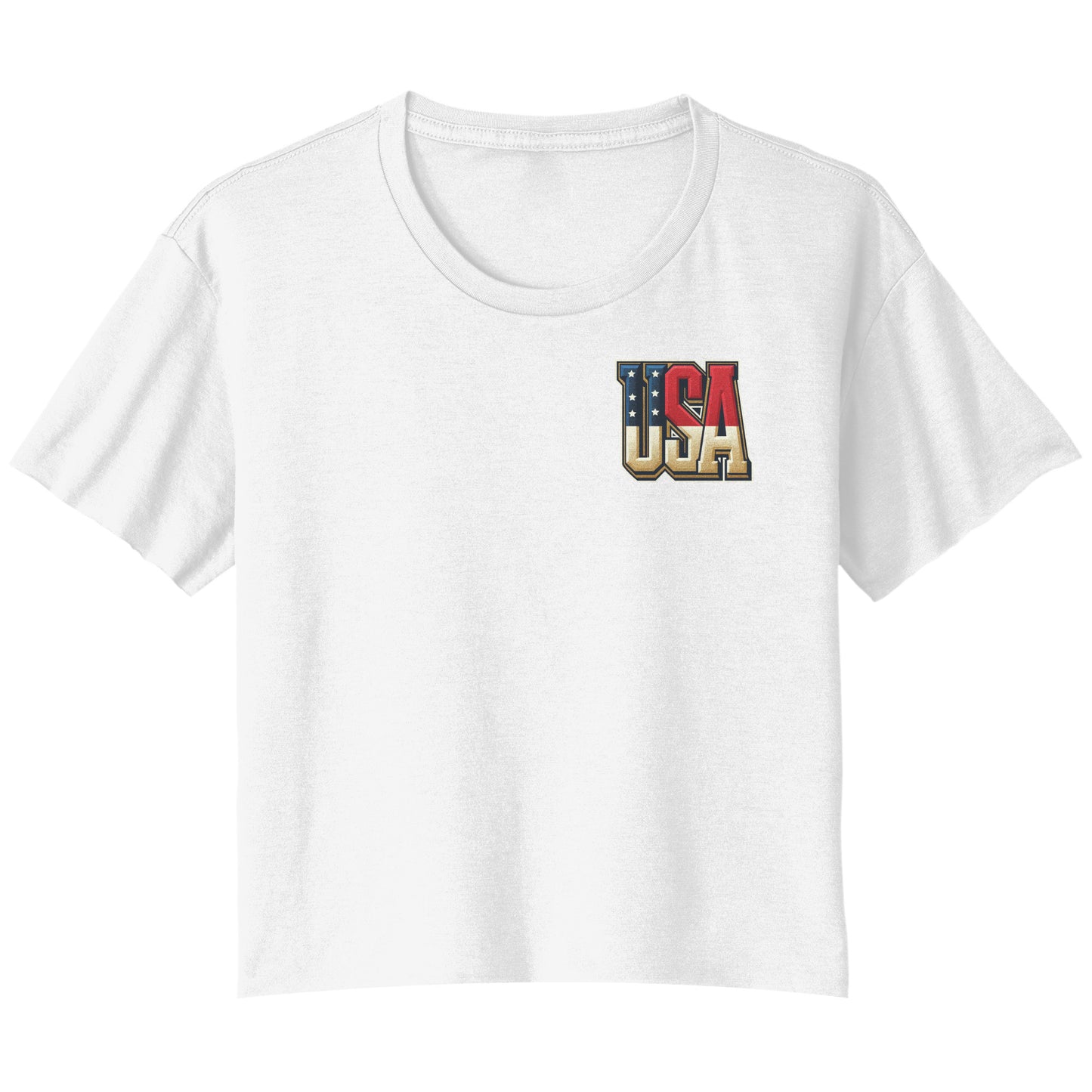 USA Initial Print Bella Ladies Flowy Crop T-Shirt