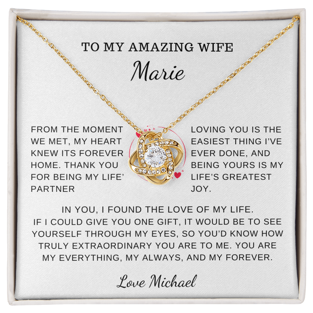 To My Amazing Wife Personalized, My Always And Forever Love Knot Necklace