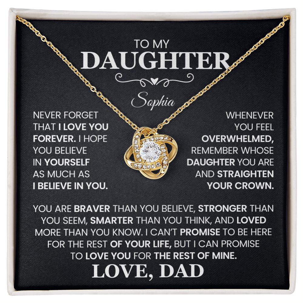 To My Daughter, Love You For The Rest of My Life, Love Knot Necklace