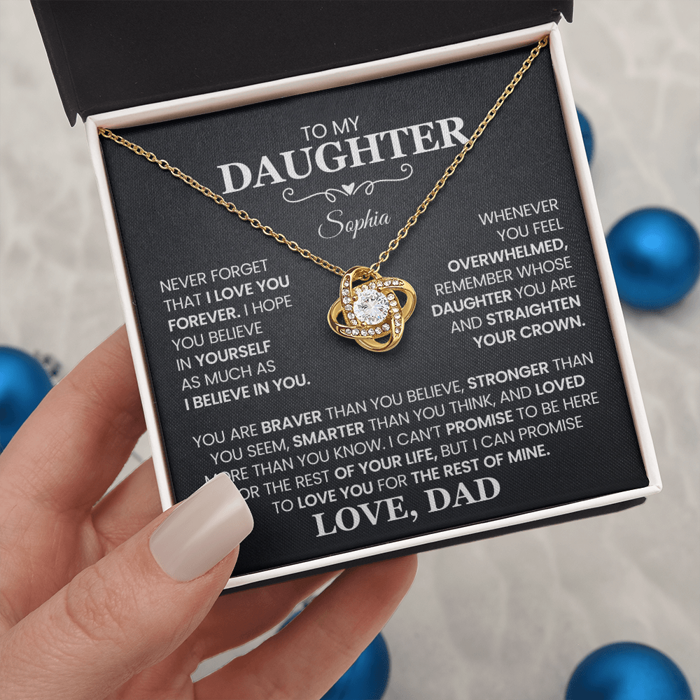 To My Daughter, Love You For The Rest of My Life, Love Knot Necklace