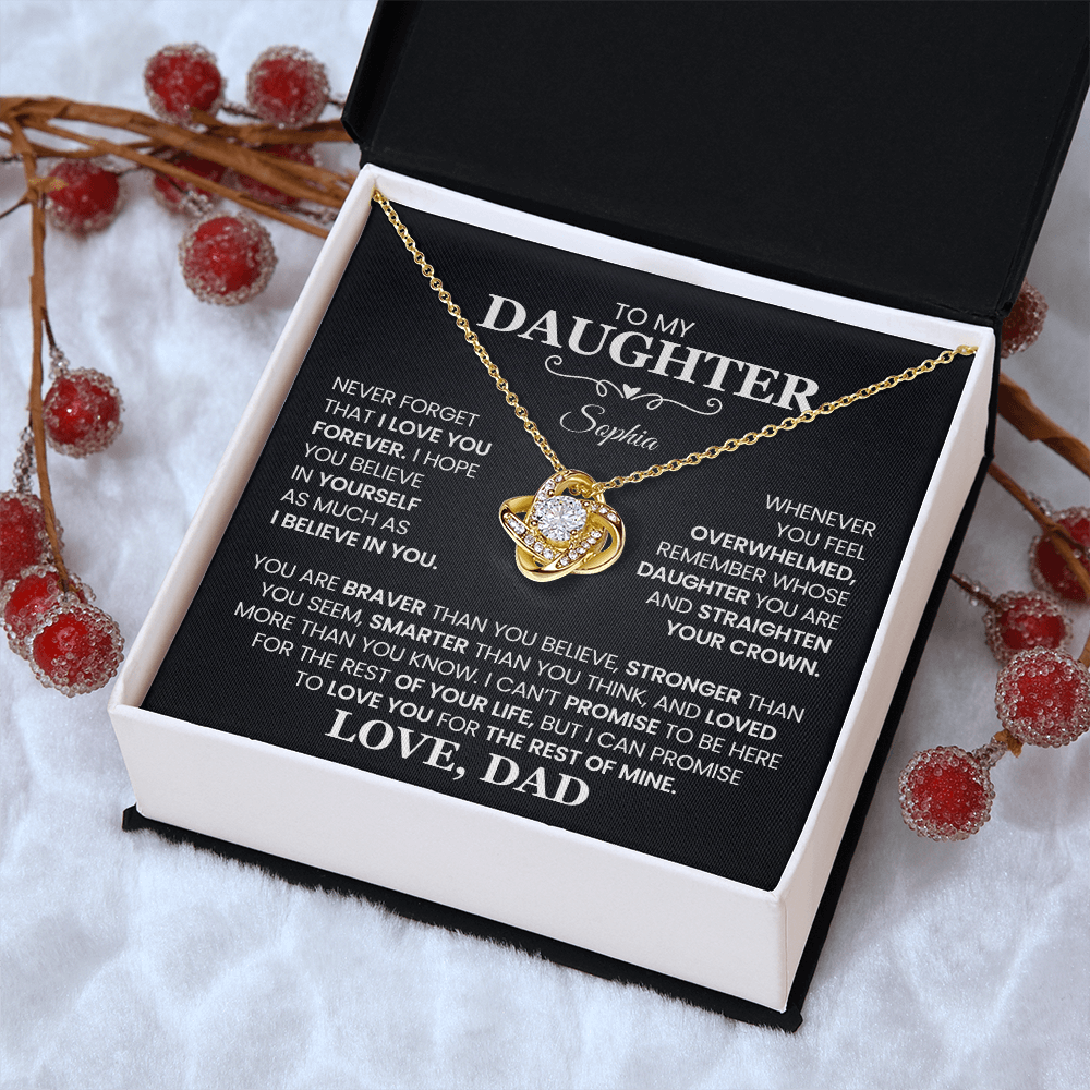 To My Daughter, Love You For The Rest of My Life, Love Knot Necklace