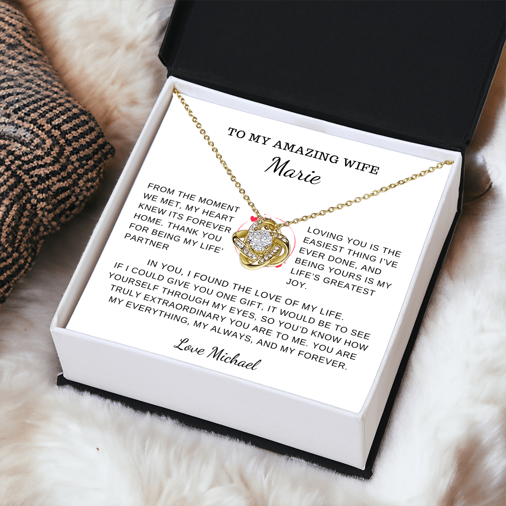 To My Amazing Wife Personalized, My Always And Forever Love Knot Necklace