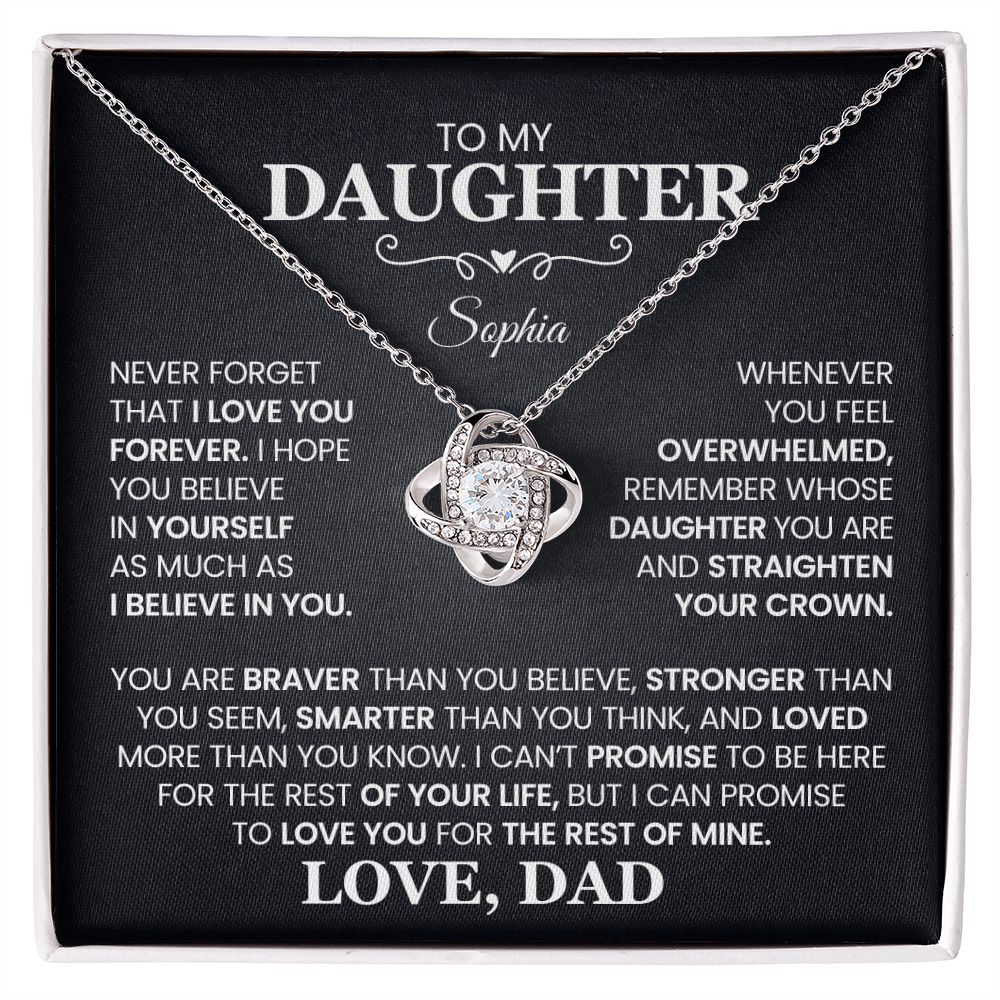 To My Daughter, Love You For The Rest of My Life, Love Knot Necklace