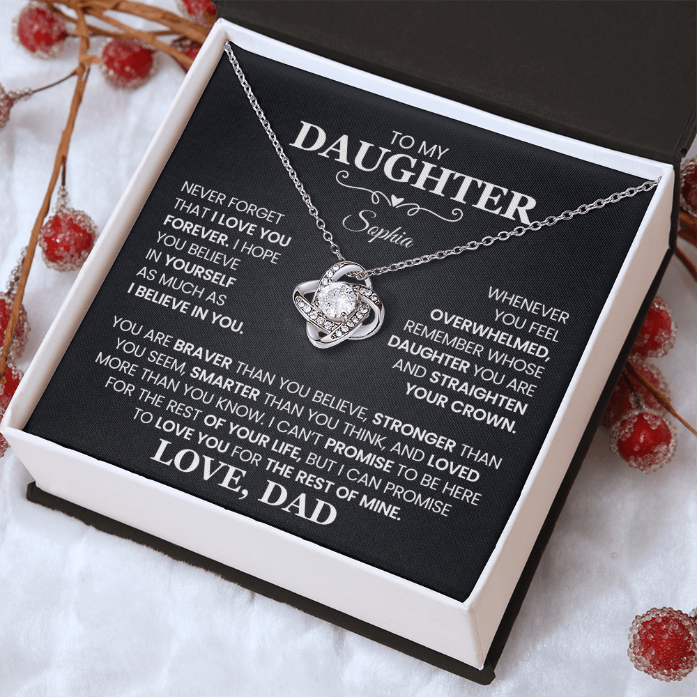 To My Daughter, Love You For The Rest of My Life, Love Knot Necklace