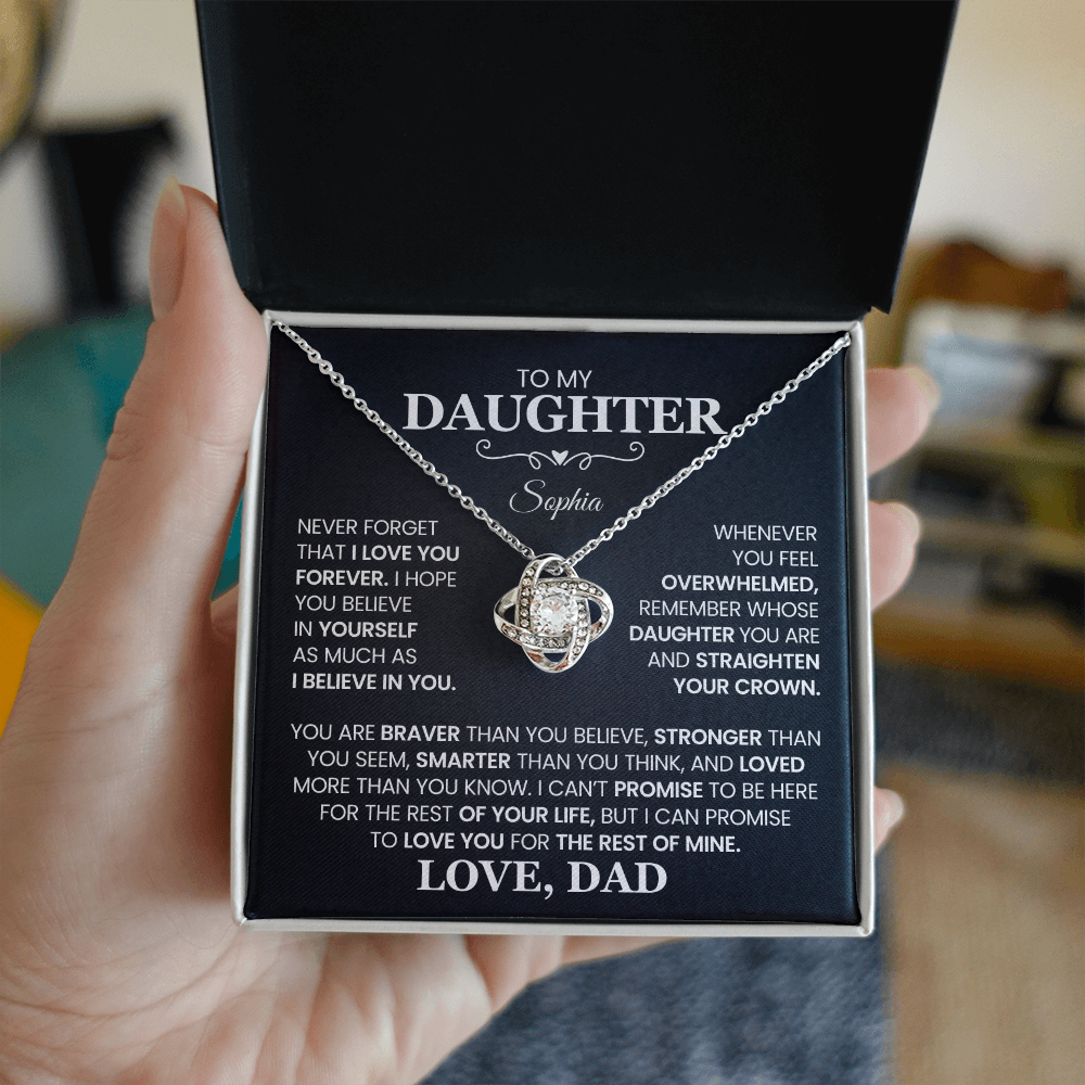 To My Daughter, Love You For The Rest of My Life, Love Knot Necklace