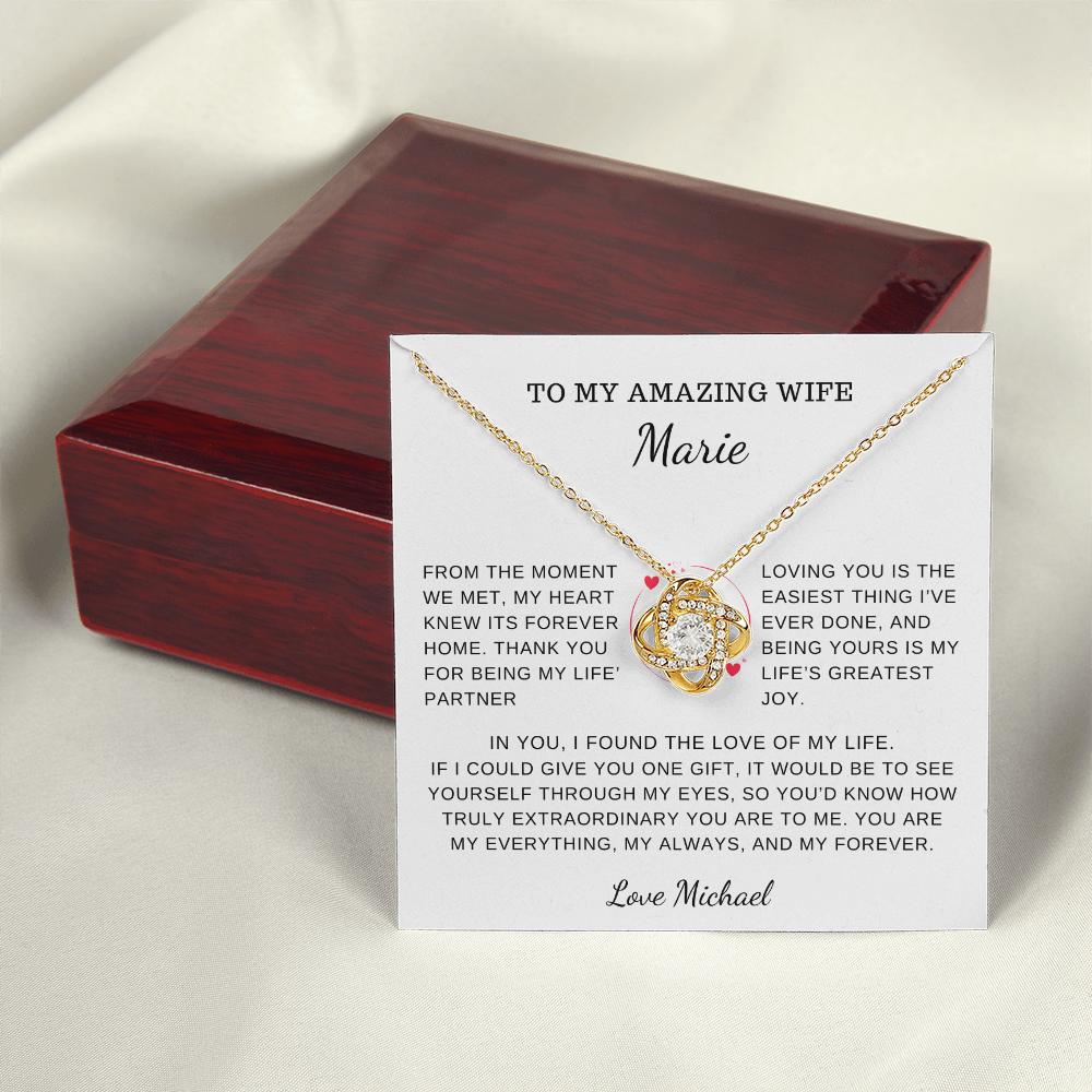 To My Amazing Wife Personalized, My Always And Forever Love Knot Necklace