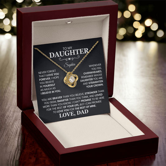 To My Daughter, Love You For The Rest of My Life, Love Knot Necklace