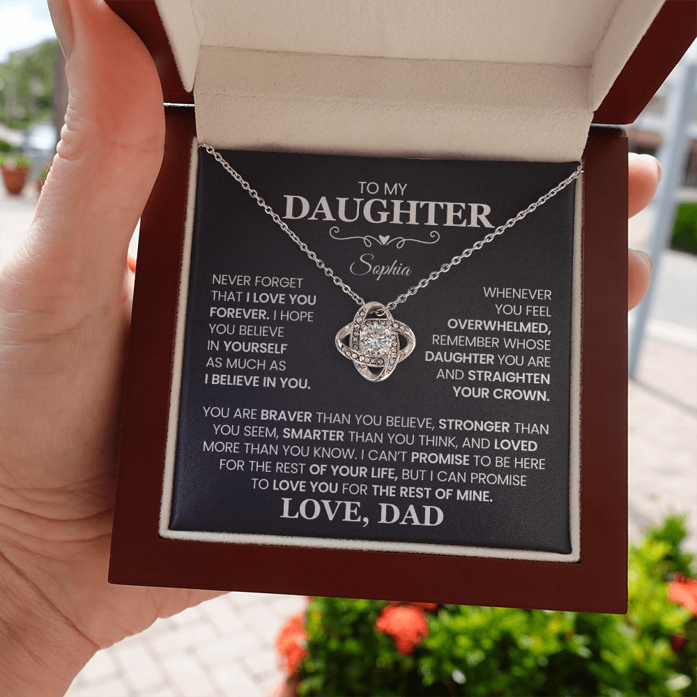 To My Daughter, Love You For The Rest of My Life, Love Knot Necklace