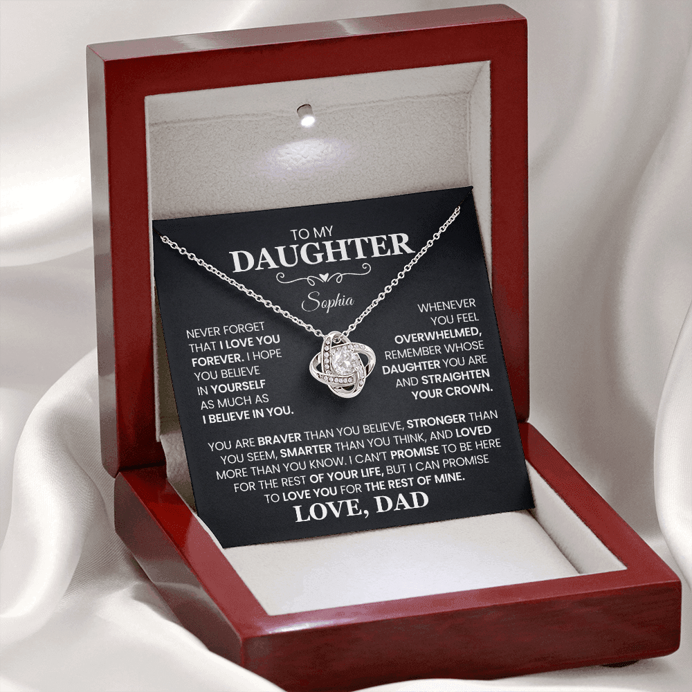 To My Daughter, Love You For The Rest of My Life, Love Knot Necklace