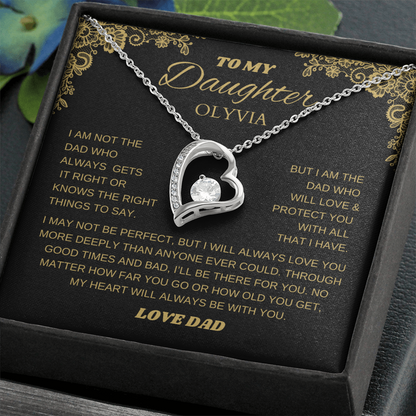 Forever My Daughter, Always My Heart Necklace