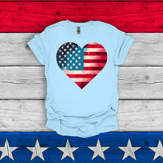 Heart Stars and Stripes Unisex T Shirt